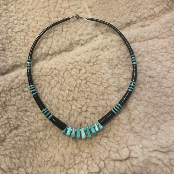 Turquoise artesanal necklace. Genuine New Mexico turquoise - Picture 1 of 4
